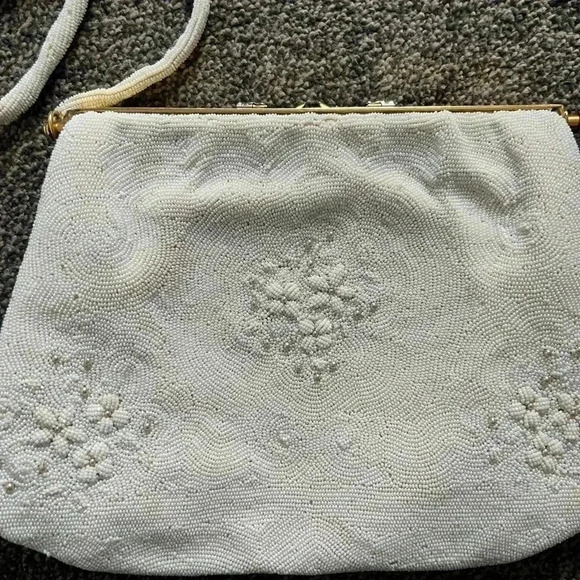 Denise Francelle Paris ivory hand-beaded clutch bag or use with beaded handle. - Picture 2 of 9